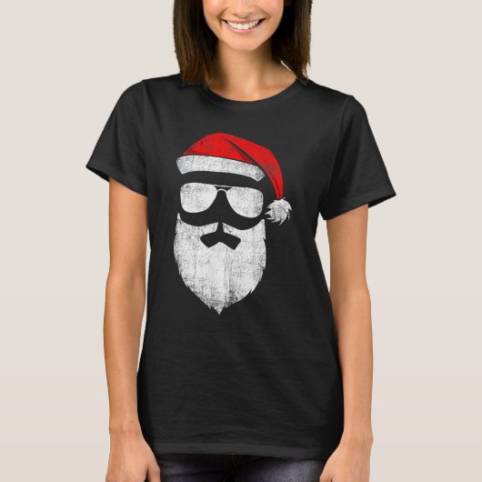 Funny Santa Claus Face Sunbril met Pet Beard C T-shirt (Voorkant)