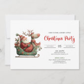 Funny Santa Claus Festive Office Style Invitation Kaart (Voorkant)