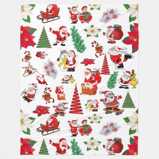 Funny Santa Claus Fleece Deken (Voorkant)