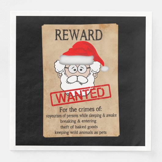 Funny Santa Claus Gezocht Poster Servetten (Voorkant)