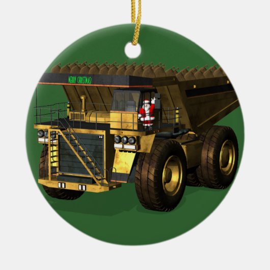 Funny Santa Claus Giant Dump Truck Keramisch Ornament (Voorkant)