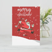 Funny Santa Claus golfcadeau voor prettige kerst Feestdagenkaart (Staand voorkant)