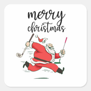 Funny Santa Claus golfcadeau voor prettige kerst Vierkante Sticker