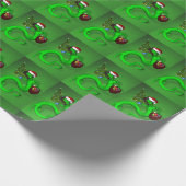 Funny Santa Claus Green Dragon Cadeaupapier (Hoek)