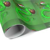 Funny Santa Claus Green Dragon Cadeaupapier (Rol Hoek)