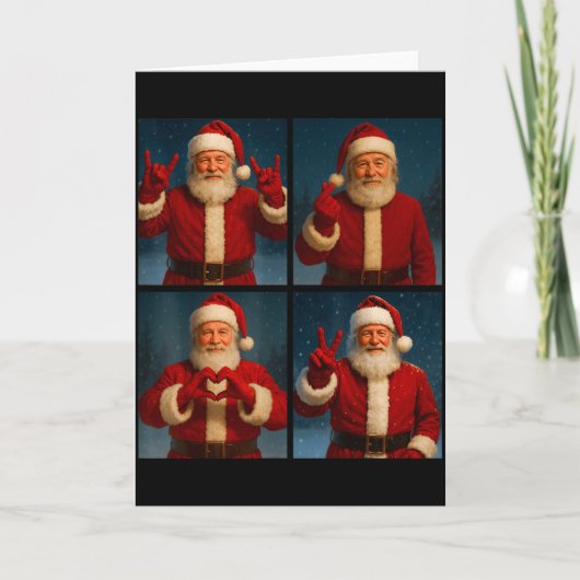 Funny Santa Claus Heart And Peace Sign Retro Chris Kaart (Voorkant)