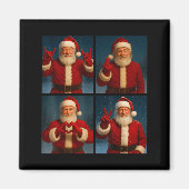 Funny Santa Claus Heart And Peace Sign Retro Chris Magneet (Voorkant)