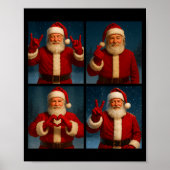 Funny Santa Claus Heart And Peace Sign Retro Chris Poster (Voorkant)