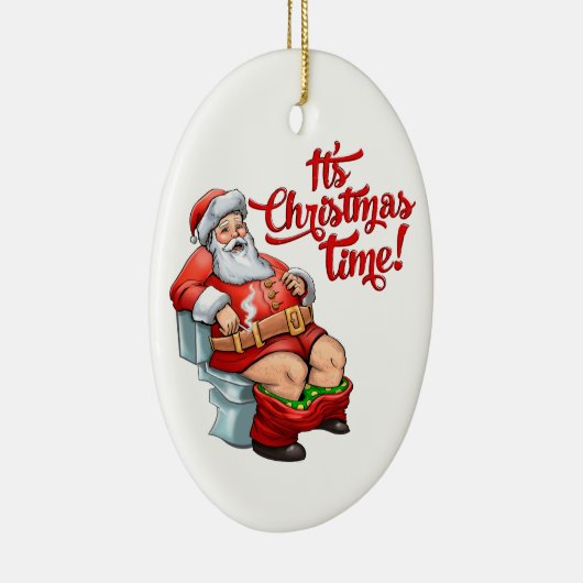 Funny Santa Claus heeft een rustige kerst Keramisch Ornament (Rechts)