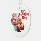 Funny Santa Claus heeft een rustige kerst Keramisch Ornament (Links)