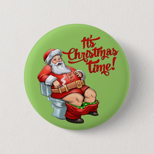Funny Santa Claus heeft een rustige kerst Ronde Button 5,7 Cm (Voorkant)