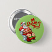 Funny Santa Claus heeft een rustige kerst Ronde Button 5,7 Cm (Voorkant /achterkant)