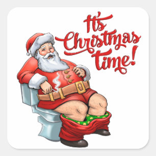 Funny Santa Claus heeft een rustige kerst Vierkante Sticker