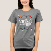 Funny Santa Claus Helper Xmas String Lights Tri-Blend Shirt (Voorkant)