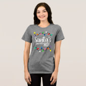 Funny Santa Claus Helper Xmas String Lights Tri-Blend Shirt (Voorkant volledig)