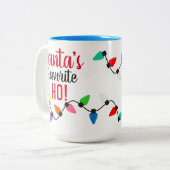 Funny Santa Claus Helper Xmas String Lights Tweekleurige Koffiemok (Voorkant links)