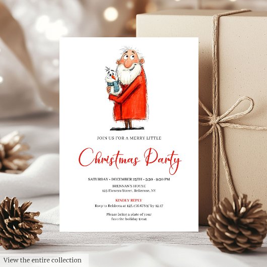 Funny Santa Claus Holiday Dinner Party Invitation Kaart