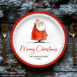 Funny Santa Claus Holiday Festive Paper Plates Papieren Bordje