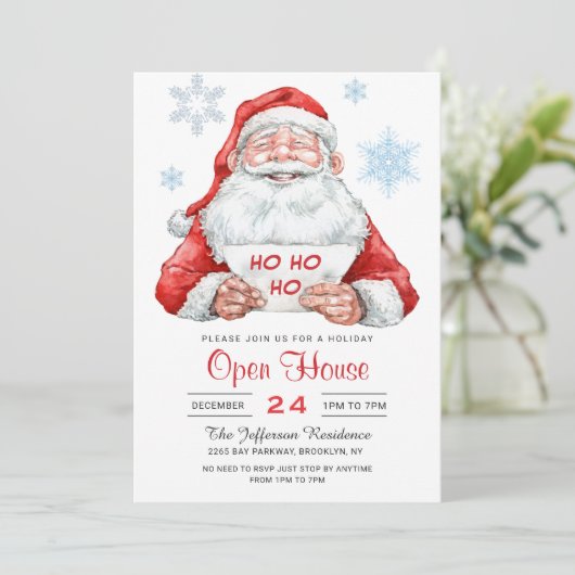 Funny Santa Claus Holiday kerst Open House Kaart (Staand voorkant)