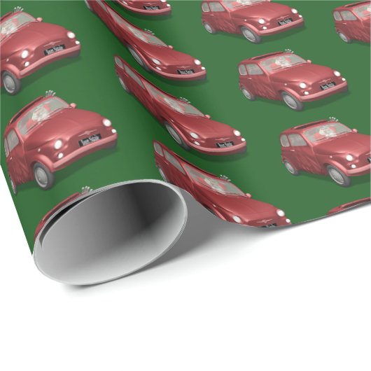 Funny Santa Claus in Fiat 500 Cadeaupapier (Rol Hoek)