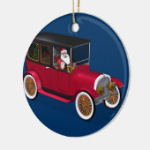 Funny Santa Claus in Red  Limousine Keramisch Ornament (Links)