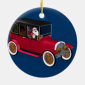 Funny Santa Claus in Red  Limousine Keramisch Ornament (Achterkant)