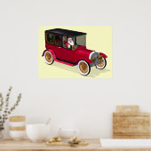 Funny Santa Claus in Red  Limousine Poster (Keuken)