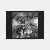 Funny Santa Claus In Sleigh With Reindeer Christma Fleece Deken (Voorkant (Horizontaal))