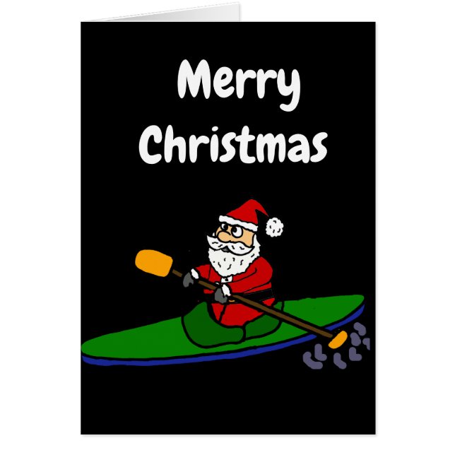 Funny Santa Claus Kayaking kerstCartoon (Voorkant)