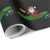 Funny Santa Claus Kayaking kerstCartoon Cadeaupapier (Rol Hoek)