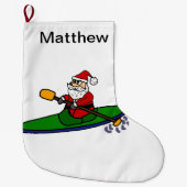 Funny Santa Claus Kayaking kerstCartoon Grote Kerstsok (Voorkant)