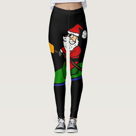 Funny Santa Claus Kayaking kerstCartoon Leggings (Voorkant)