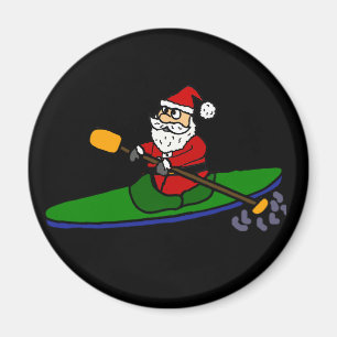 Funny Santa Claus Kayaking kerstCartoon Magneet