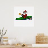 Funny Santa Claus Kayaking kerstCartoon Poster (Keuken)