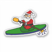 Funny Santa Claus Kayaking kerstCartoon Sticker (Voorkant)