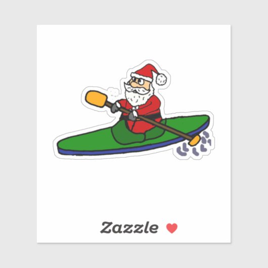 Funny Santa Claus Kayaking kerstCartoon Sticker (Vel)