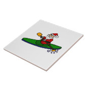Funny Santa Claus Kayaking kerstCartoon Tegeltje (Zijkant)