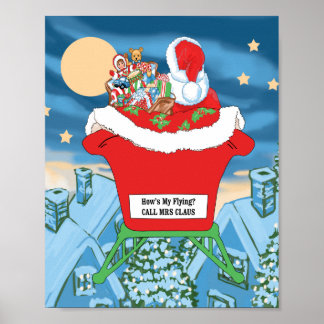 Funny Santa Claus kerstHumor Hoe is mijn vliegen? Poster