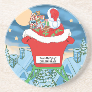 Funny Santa Claus kerstHumor Hoe is mijn vliegen? Zandsteen Onderzetter