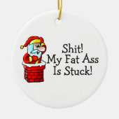 Funny Santa Claus kerstversiering Keramisch Ornament (Voorkant)