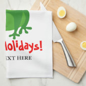 Funny Santa Claus kikker cartoon op kerstmis Theedoek (Quarter Fold)