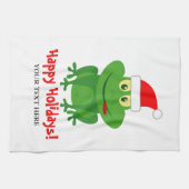 Funny Santa Claus kikker cartoon op kerstmis Theedoek (Horizontaal)