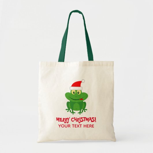 Funny Santa Claus kikker met kerstcanvas tas (Voorkant)