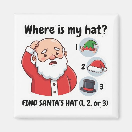 Funny Santa Claus Lost Hat Matching Game Magnet (Voorkant)