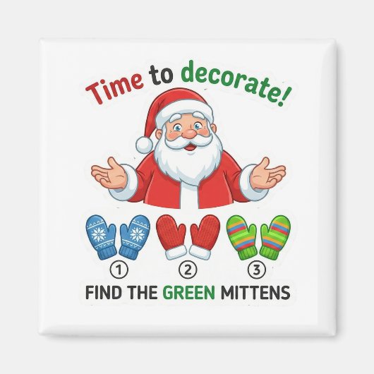 Funny Santa Claus Lost Hat Matching Game Magnet (Voorkant)