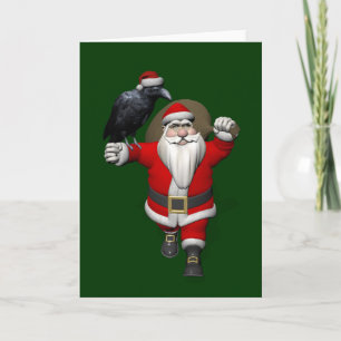 Funny Santa Claus Loves Ravens Feestdagen Kaart
