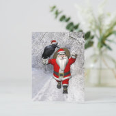 Funny Santa Claus Loves Ravens Feestdagenkaart (Staand voorkant)