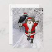 Funny Santa Claus Loves Ravens Feestdagenkaart (Voorkant / Achterkant)
