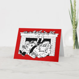 Funny Santa Claus maakt speciale levering Feestdagen Kaart