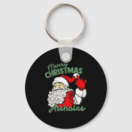 Funny Santa Claus Merry Christmas Holes Sleutelhanger (Voorkant)